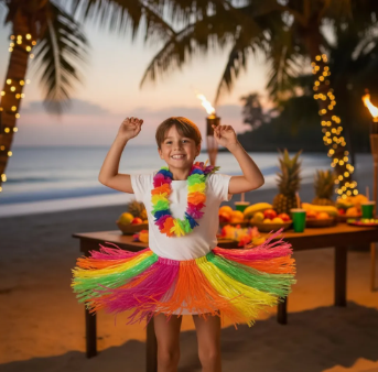 Producto - POLLERA HAWAIANA PLASTICA MULTICOLOR FLUO x1