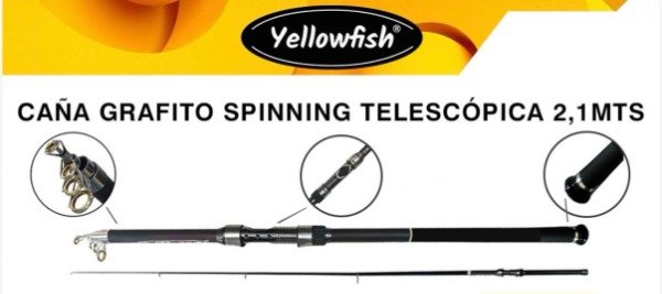 Producto - Caña de Pescar Yellowfish / Spinning Telescópica 2.10 metros / 5 secciones