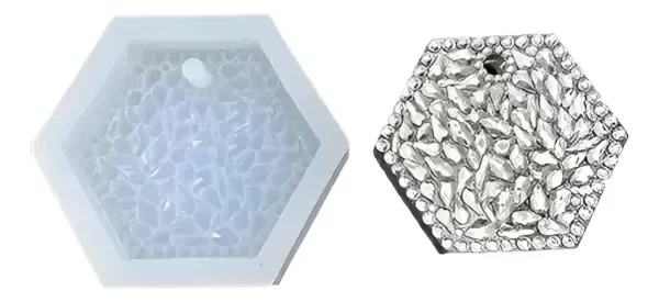 Producto - (2x1) Molde Silicona Diamante Hexa Relleno c/ Hueco x1 Ideal P/ Velas Resina N26