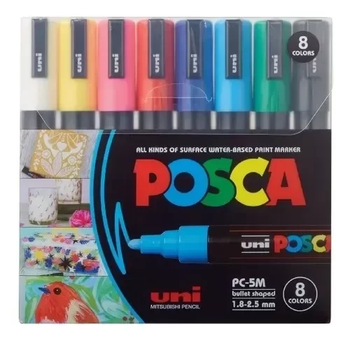 Producto - MARCADORES POSCA 5M PUNTA GRUESA X8 UNID