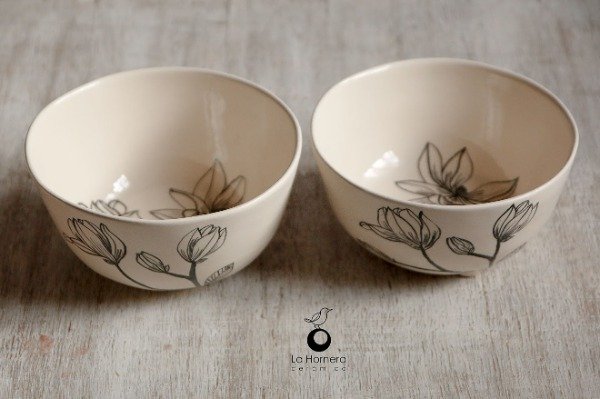 Producto - Bowls de cerámica pintados a mano "Magnolia" 750 ml POR ENCARGO - 2
