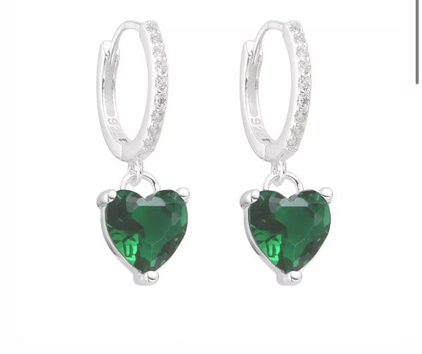 Producto - Aros Plata 925 - corazón verde