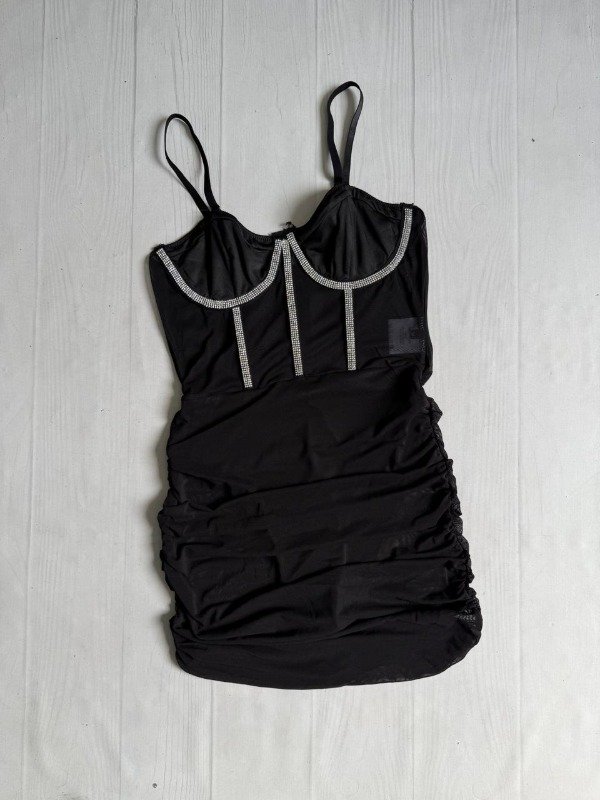 Producto - [7901] IMPORTADO Vestido corsetero c/culotte y strass fruncido tul