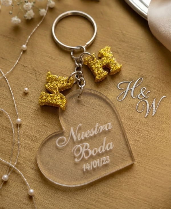 Producto - llavero corazón con iniciales x 10 unid.
