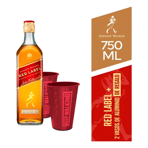 Producto - Kit Johnnie Walker Red Label 750ml + 2 Vasos Aluminio