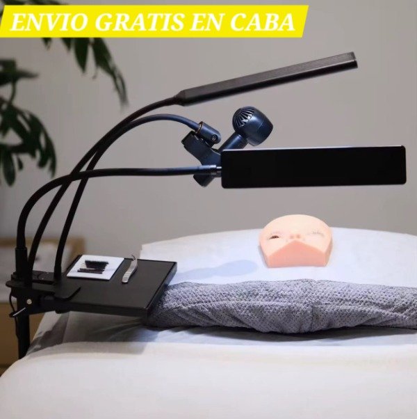 Producto - LAMPARA MULTIFUNCIONAL 4 en 1 soporte para el ventilador,espejo,bandeja y luz