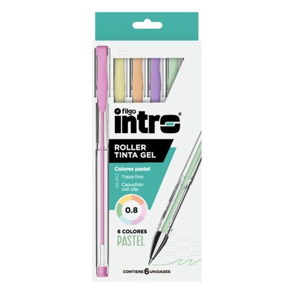 Producto - ROLLER GEL INTRO BLISTER X6 PASTEL SURTIDO