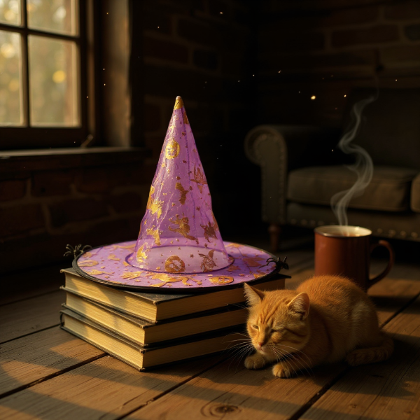 Producto - GORRO DE BRUJA DE TUL ESTAMPADO ORO