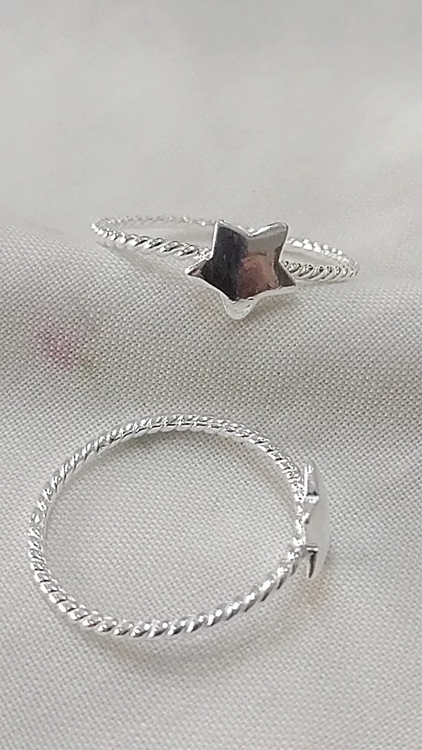 Producto - Anillo de Plata 925 estrella lisa y rayadito