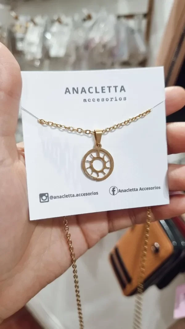 Producto - Gargantilla sol con ruedita acero dorado