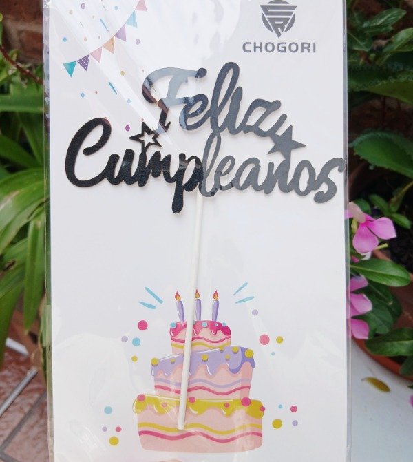 Producto - Toppers feliz cumpleaños en negro