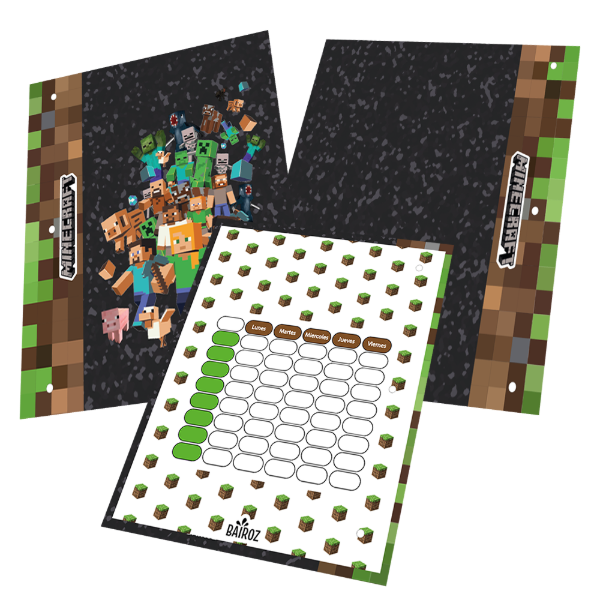 Producto - Carpeta Escolar N3 2 Tapas Con Organizador De Minecraft