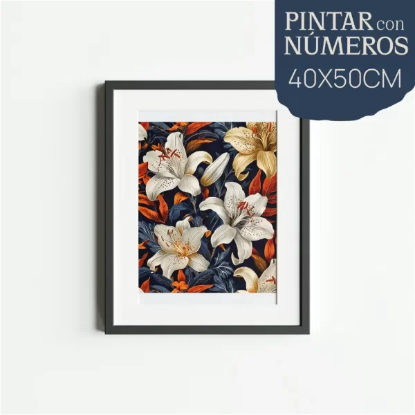 Producto - Kit Pintando con Numeros - FLORES de WILLIAM MORRIS - Canvas 45x55cm  materiales - 0