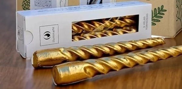 Producto - VELA TORNEADA 20 CM ORO/PLATA CAJA X 6