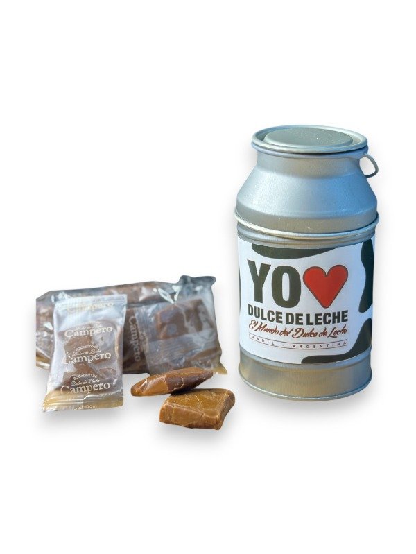 Producto - Bocaditos de Dulce de Leche de Tandil + Lata tipo Tambo Lechero x100gr