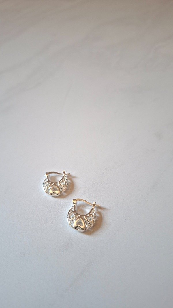 Producto - Argolla de acero blanco canasta corazones