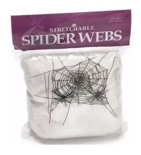 Producto - Telaraña Extensible Blanca Halloween con Arañitas