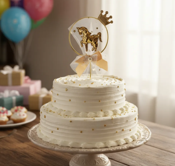 Producto - Adorno unicornio con lentejuelas y moño 22cm