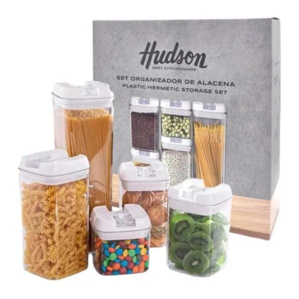 Producto - Set x5 Frascos Plásticos Herméticos con Tapa Rectangulares