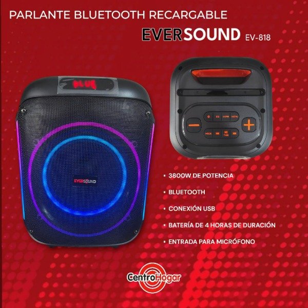 Producto - Parlante Bluetooth recargable EVERSOUND ev-818