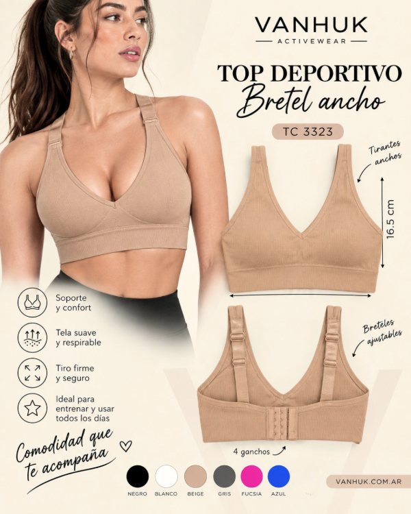 Producto - Top deportivo  bretel ancho  TC 3323 - 3