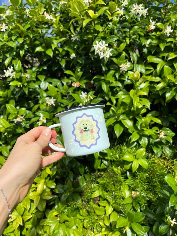 Producto - Jarrito enlozado cuadro de perrito