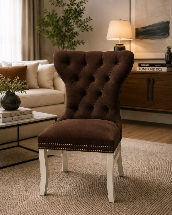 Producto - SILLA CORAZÓN EN MADERA PARAÍSO CON PANA PREMIUM / PATAS BLANCAS