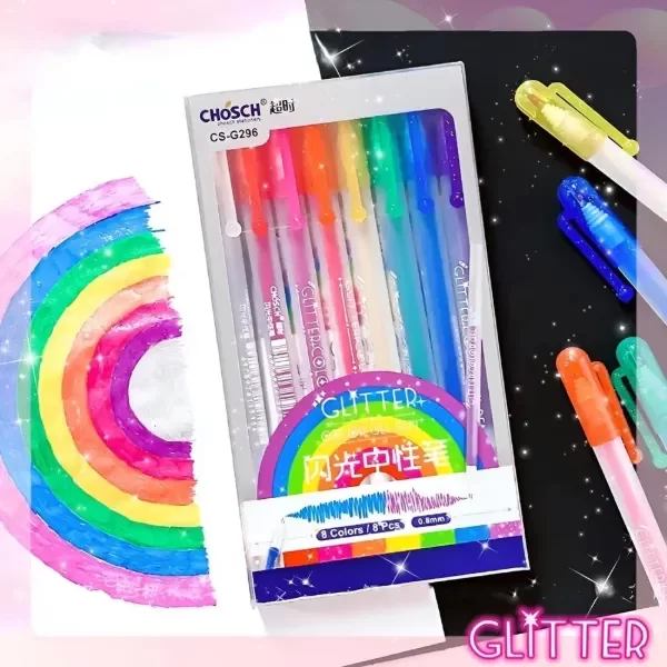 Producto - LAPICERAS CON GLITTER X 8