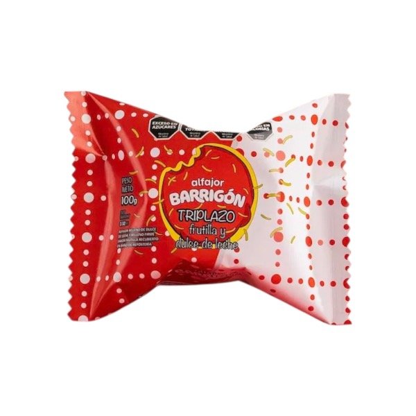 Producto - Alfajor Barrigon Triplazo (Relleno Frutilla y Dulce de Leche) 100g