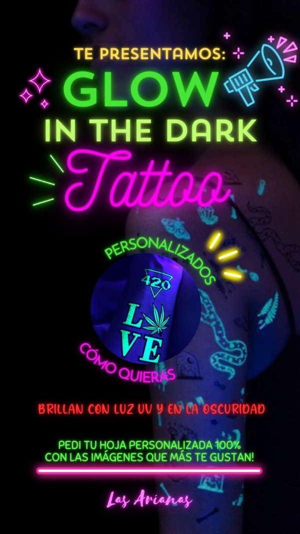 Producto - Plancha tatuajes personalizados glow/neon uv A4