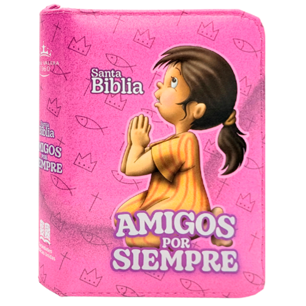 Producto - Biblia Reina Valera 1960 Para Niños Amigos Por Siempre Rosa Con Cierre Rosa