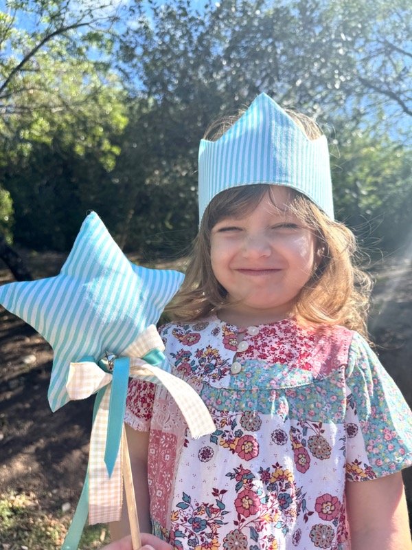 Producto - Corona  y estrella de tela aqua