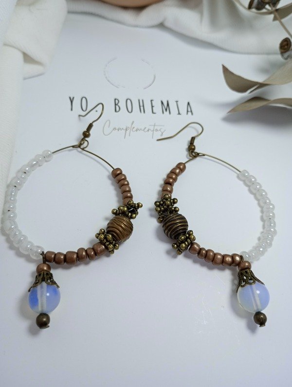 Producto - Aros VINTAGE bronze piedra de luna - 0
