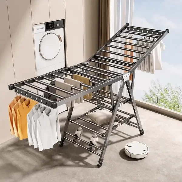 Producto - Tendedero De Ropa Plegable 3 Niveles Con Ruedas Reforzado - 0
