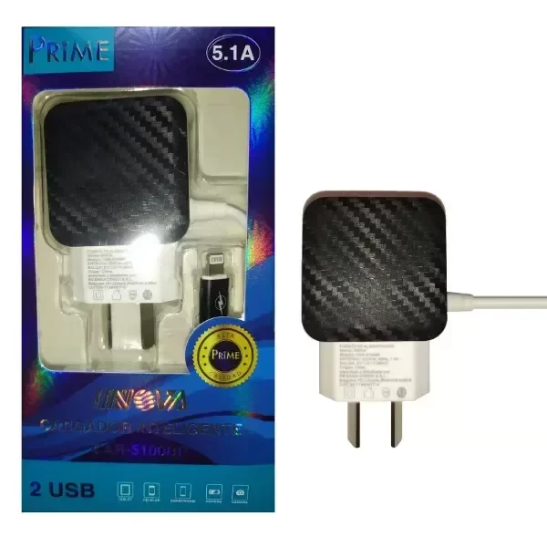 Producto - CARGADOR CELULAR TIPO IPHONE 5.1A + 2 USB CAR-5100BP