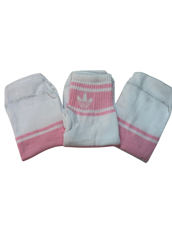 Producto - Par Media Caña Adidas Blanco y Rosa