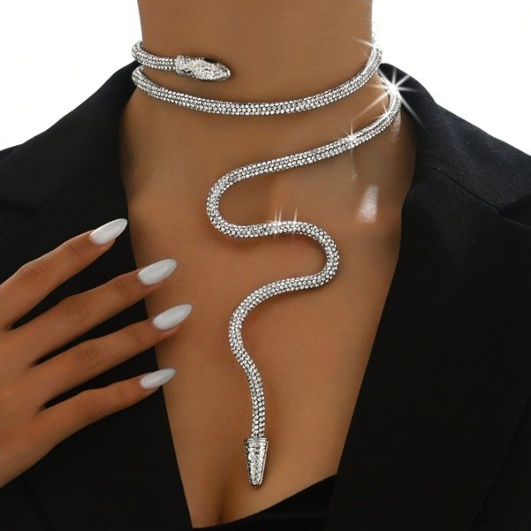 Producto - Collar gargantilla flexible serpiente con strass