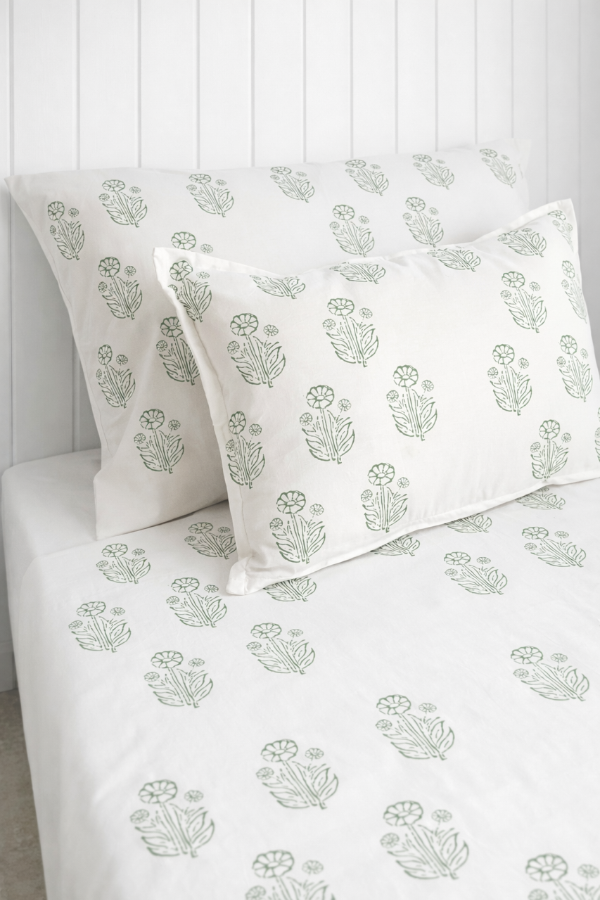 Producto - sabana lienzo estampa india verde