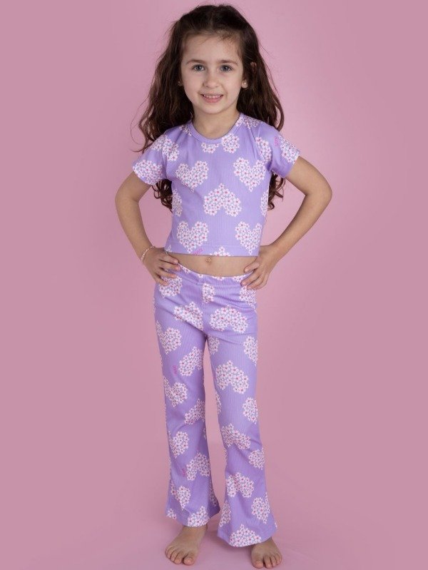 Producto - Oxford morley lila con corazones margaritas