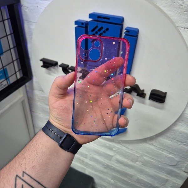 Producto - Brillosa Estrellas Rosa Azul - iPhone 13-14