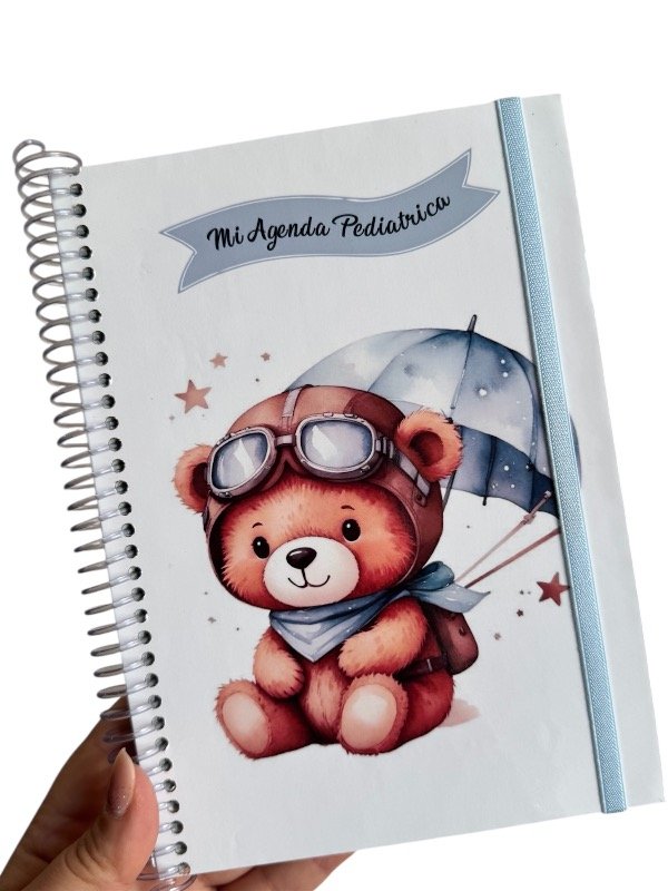 Producto - Agenda pediátrica osito en paracaídas.
