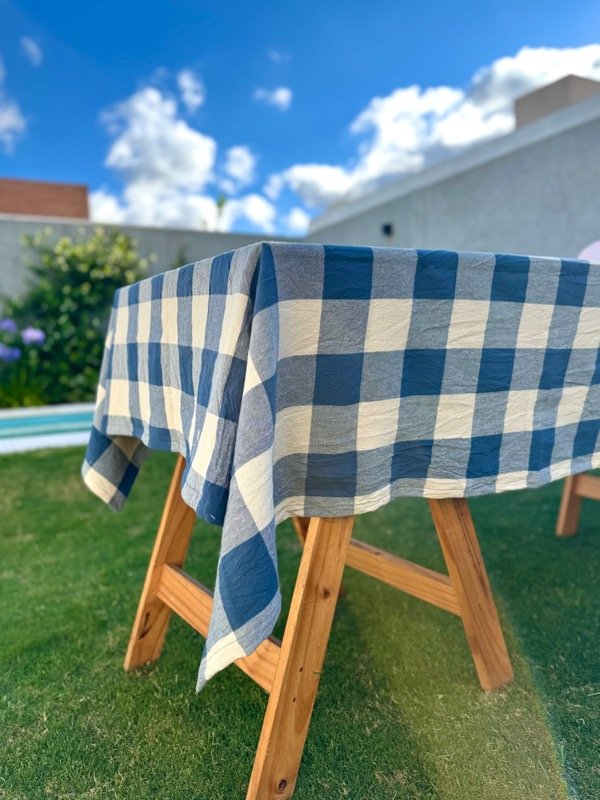 Producto - Mantel de tusor picnic prewashed azul francia