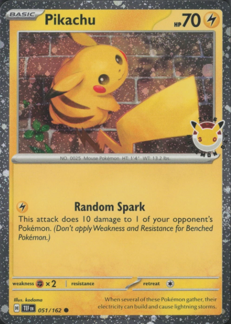 Producto - Pikachu 051/162 Temporal Forces Cosmos Holo 30th Anniversary "Pokémon Day 2026"