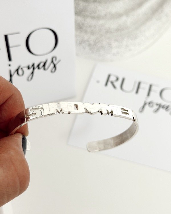 Producto - Pulsera media esclava personalizada calado plata 925 maciza