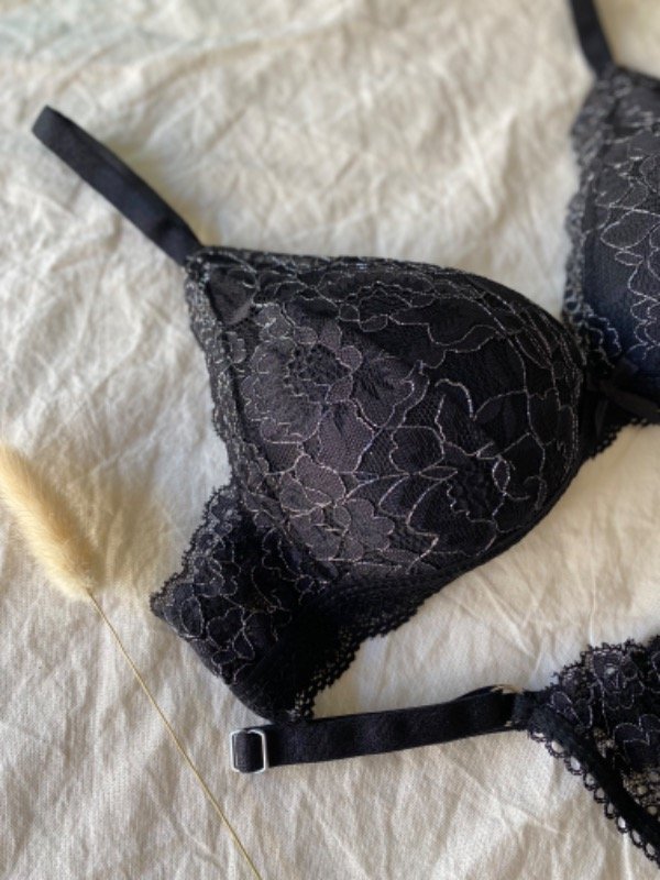 Producto - Conjunto maria encaje deluxe negro con Plata