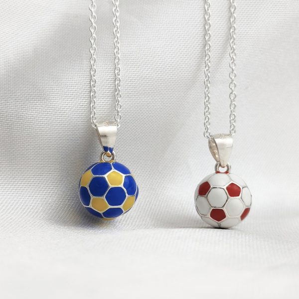 Producto - Dije Pelota de Fútbol Plata 925 Esmaltada Rojo y Blanco - 3