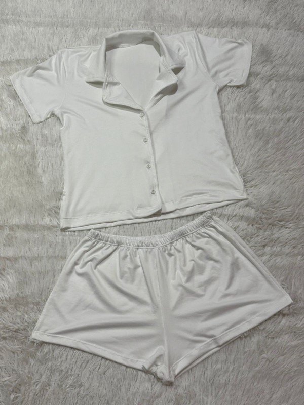 Producto - Pijama camisero liso - Blanco