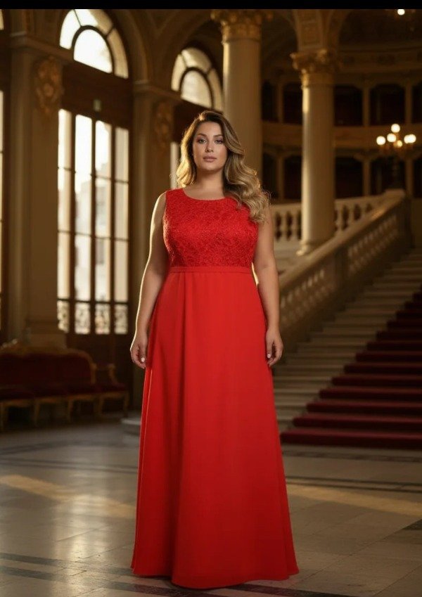 Producto - Vestido largo de gasa y encaje