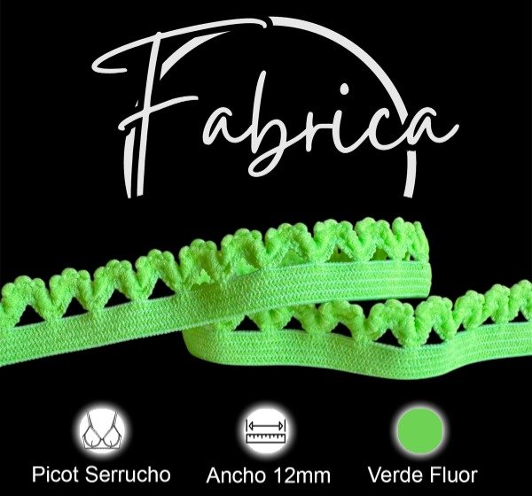 Producto - Picot Serrucho Verde Fluor 12mm (1 metro)