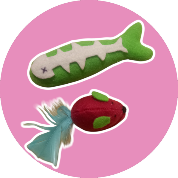 Producto - Fish catnip verde y rata pluma